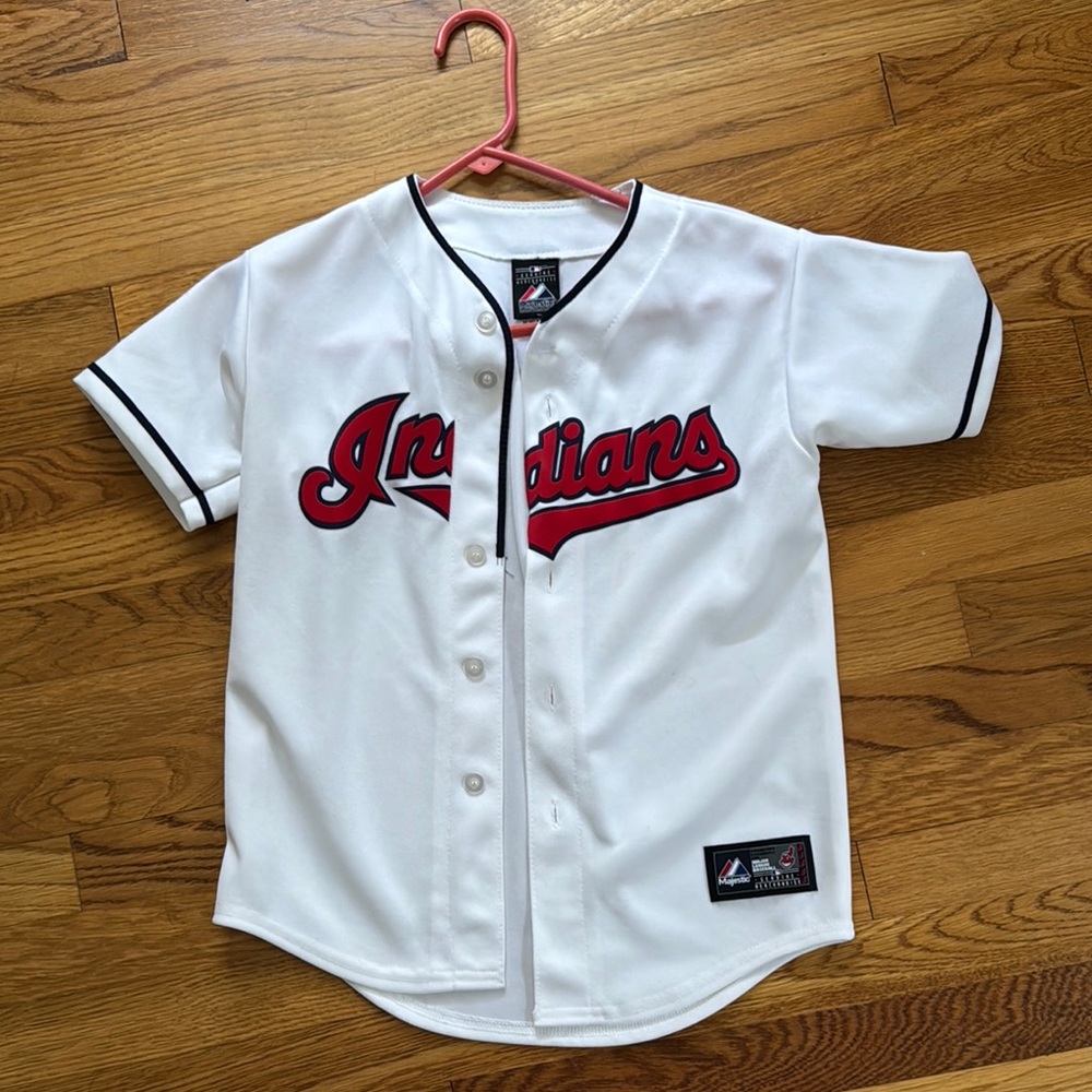 White Baseball Jersey Indians